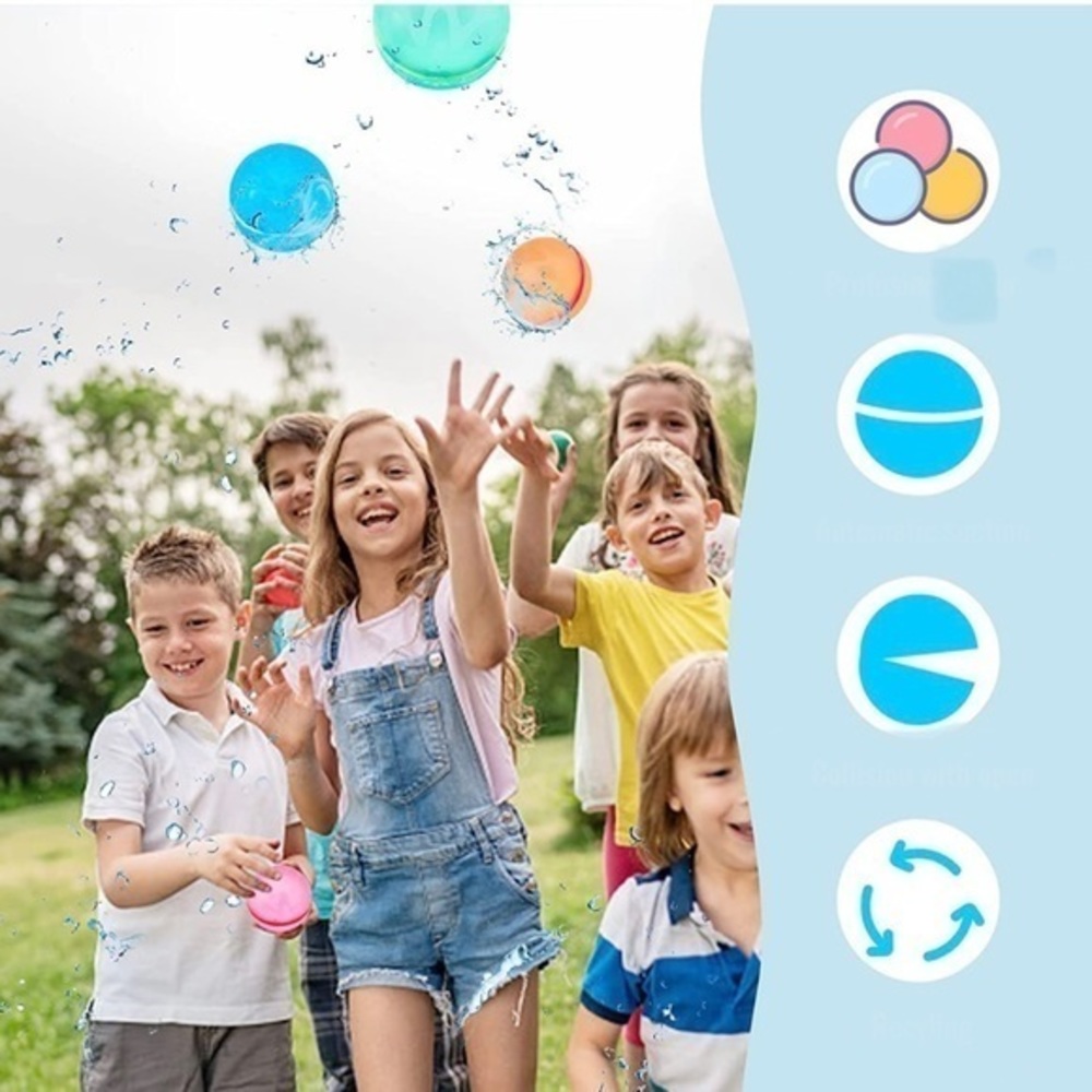 Reusable Water Balloons Eco Friendly Mess Free Set Of 6